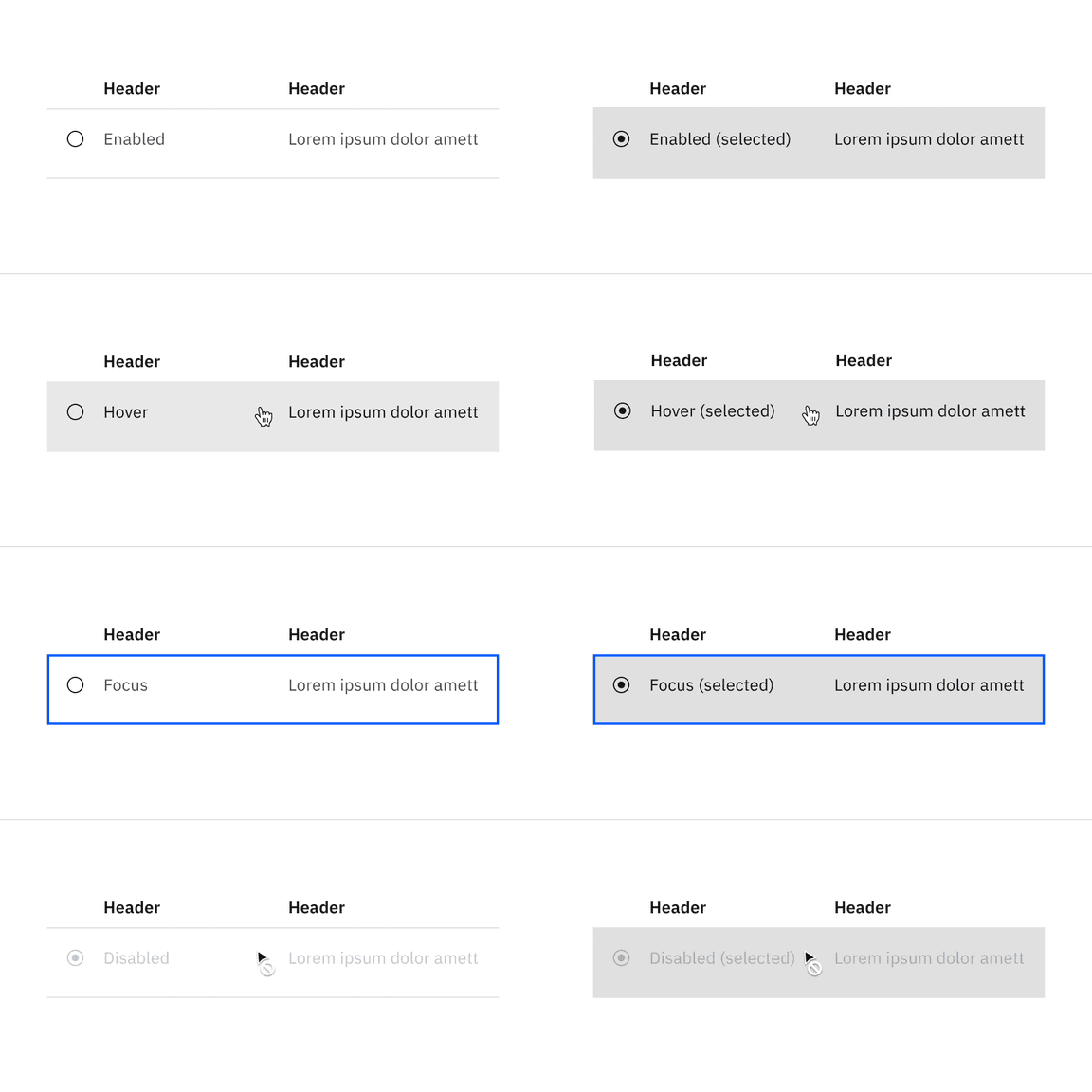 Selectable structured list interactive states with the feature flag enabled