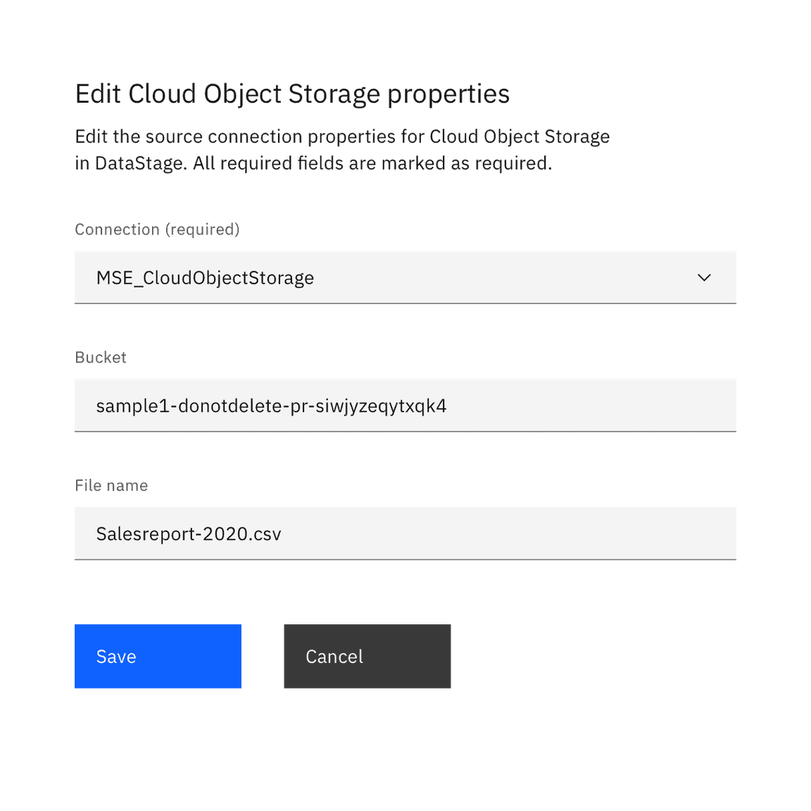 Example of product configuration properties using the required pattern
