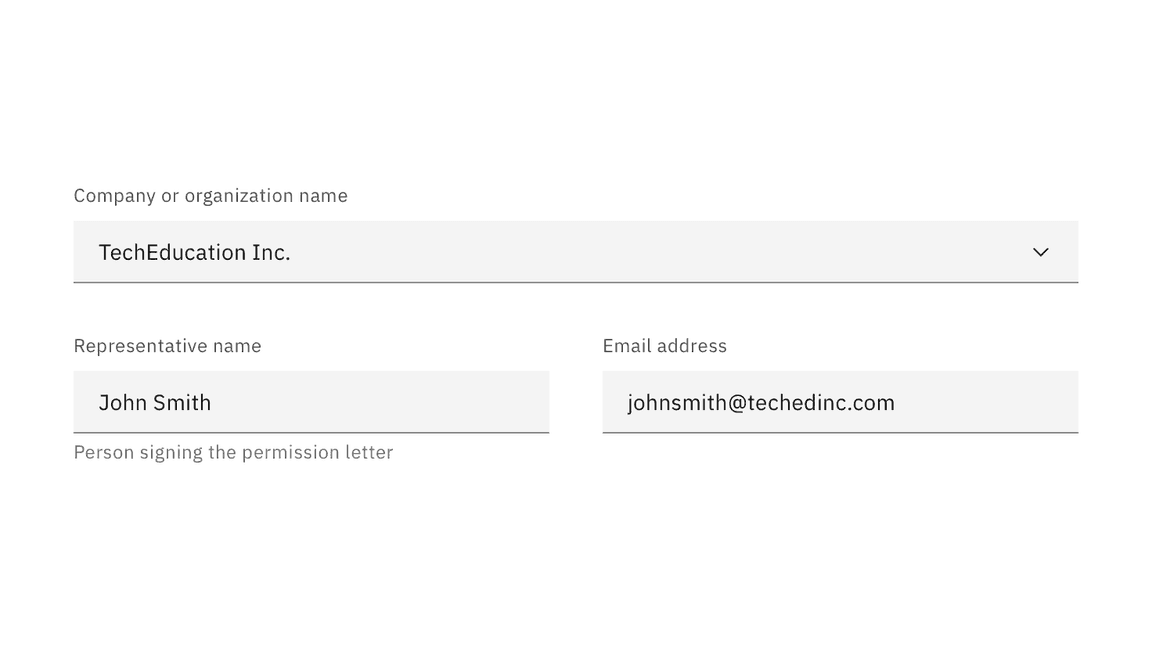 Example of input field alignment
