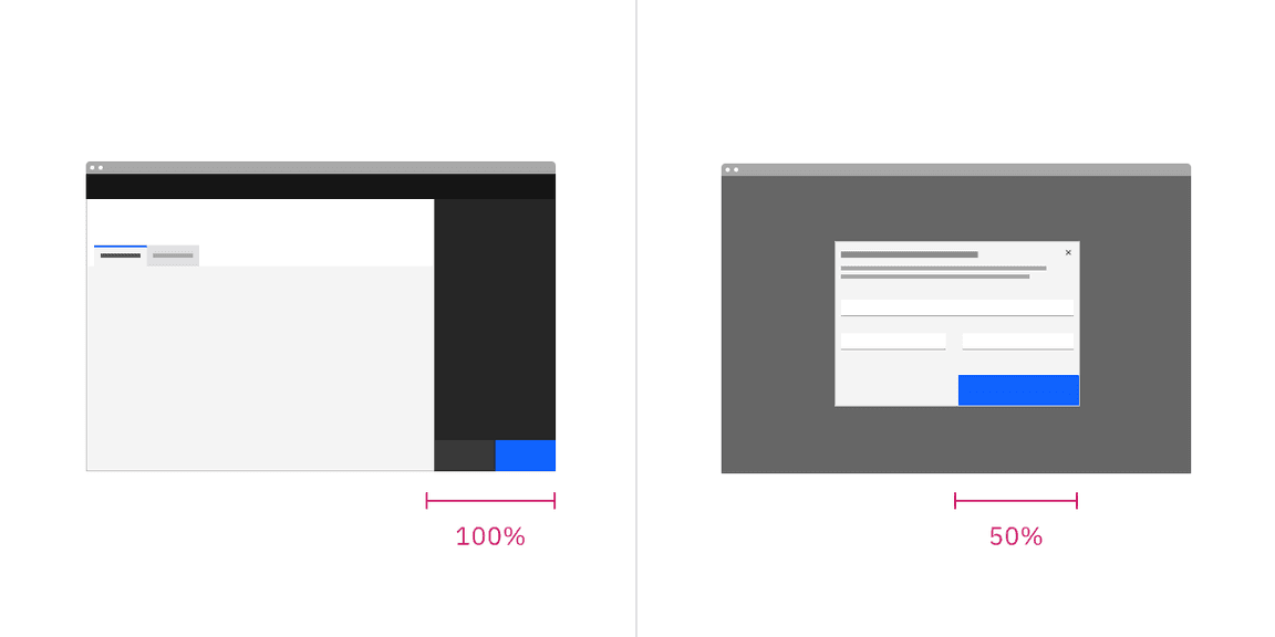Layout examples of fluid buttons